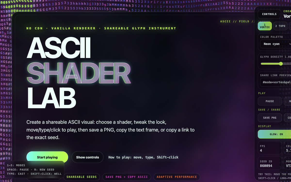 ASCII Shader Lab preview